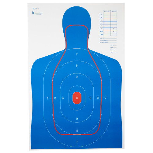 Action Target RC-B27E-Q, B-27E And FBI Q Combination Target, Blue/Red, 23"x35", 100 Per Box RC-B27E-Q-100