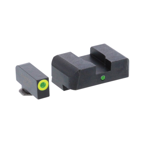 AmeriGlo Pro I-Dot 2 Dot Sights For Glock Gen 1-4 9mm/40S&W/380ACP and Gen 5 10mm/45ACP, Green/Green, Front and Rear Sights GL-301