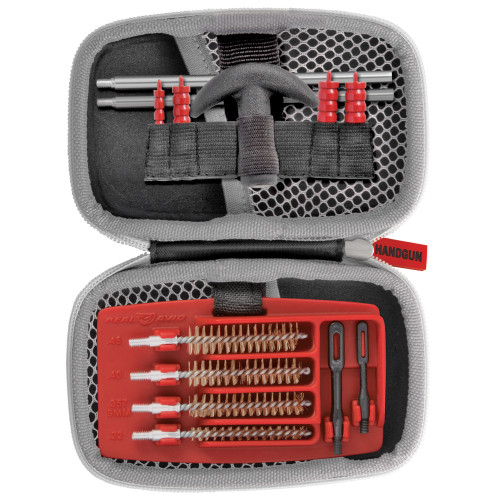 Real Avid Gun Boss, Cleaning Kit, For.22, .357, .38, 9mm, .40, .45 Caliber Firearms, T-Handle, Brushes, Jags, Slotted Tips, Patches, Compact, Weather Resistant Zippered Travel Case with Ballistic Nylon Shell AVGCK310-P