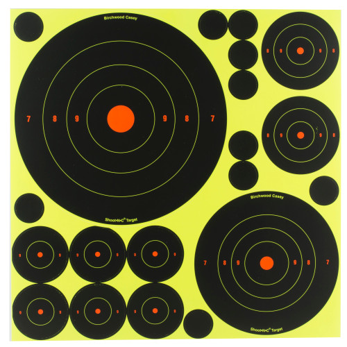 Birchwood Casey Shoot-N-C Target, Deluxe Variety Kit, 40-1" Pasters, 24-2", 8-3", 4-6", 4-8" Bullseye Targets, with Target Stand BC-34208