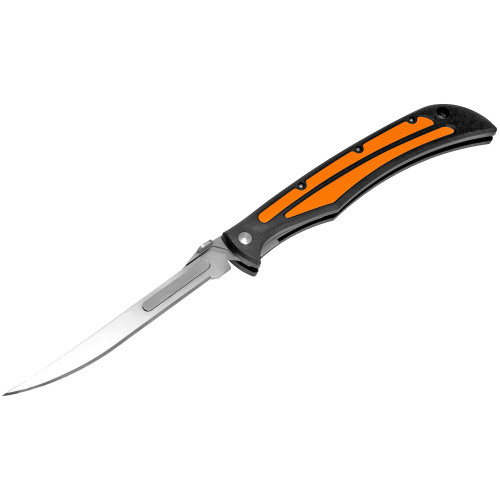 Havalon Baracuta Edge, Folding Knife, Liner Lock, 5" Stainless Steel Blade, Black Polymer Handle with Orange Rubber Grip Inserts, OAL 11", Includes 5 Additional Blades and Nylon Holster XTC-127EDGE