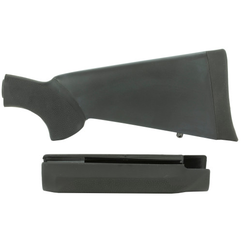 Hogue Stock Overmolded, Fits Mossberg 500, with Forend, Black 05012