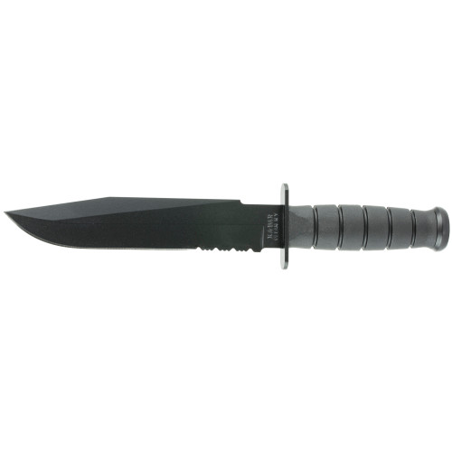 KABAR Fighter, Fixed Blade Knife, 8" Blade Length, 12.813" Overall Length, 1095 Cro-Van Steel, Matte Finish, Black, Kraton G Hndle, Plain Edge, Clip Point, Includes Nylon Sheath 1271