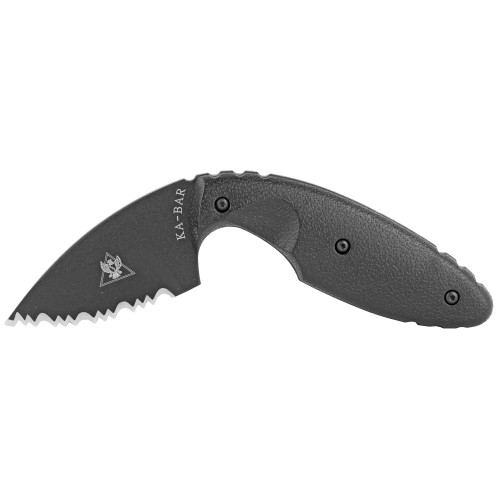 KABAR TDI Law Enforcement, Fixed Blade Knife, 2.313" Blade Length, 5.625" Overall Length, Drop Point, Serrated Edge, AUS 8A Steel, Matte Finish, Black, Zytel Handle, Includes Nylon Sheath 1481