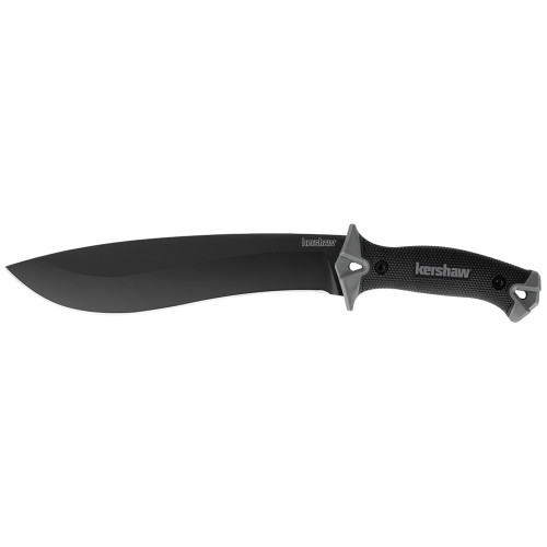 Kershaw Machete, 10" Fixed Blade Knife, Plain Edge, Carbon/Powdercoat, Machete Sheath 1077