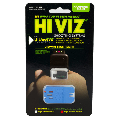 Hi-Viz Litewave Sight, Fits Ruger RedHawk, Red & Green, Front Sight RHLW01