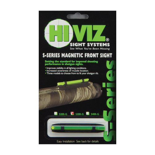 Hi-Viz Magnetic Sight, Fits Narrow Shotgun Rib .219"-.312", Green S300-G