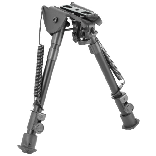 NCSTAR Bipod, Black, Spring Loaded Folding Action, Friction Lock Legs, 3 Adapters Included (AR-15 GI Handguard, Universal Barrel Mount, Weaver/Picatinny Type Rail with Sling Stud), Fits Most Rifles, 7"-11" ABPGF