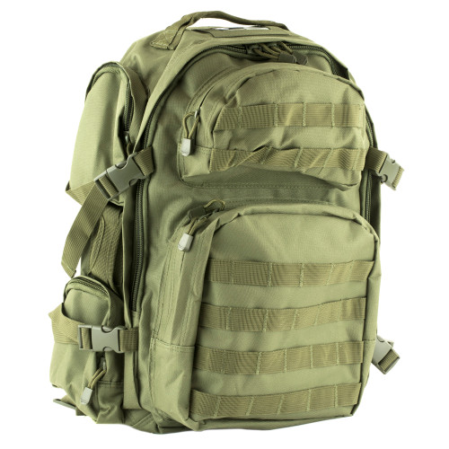 NCSTAR Tactical Backpack, 18" x 12" x 6" Main Compartment, Nylon, Green, Adjustable Shoulder Straps, Exterior PALS/ MOLLE Webbing, Hydration Bladder Compatible CBG2911