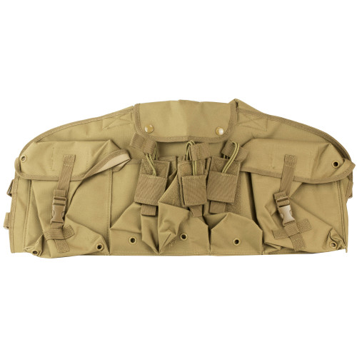 NCSTAR AK Chest Rig, Tan, Holds (6) AK Magazines, Nylon, Also includes One Belly Pouch for Additional Equipment and Two Gear Pouches CVAKCR2921T