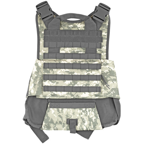 NCSTAR Plate Carrier Vest, Nylon, Digital Camo, Size Medium-2XL, Fully Adjustable, Gray PALS/ MOLLE Webbing, Compatible with 10" x 12" Hard Plates CVPCV2924D