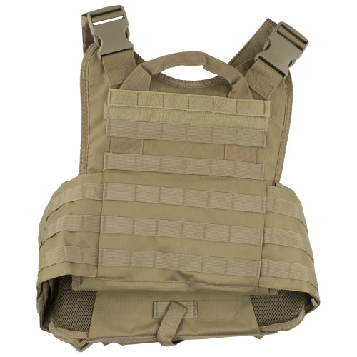 NCSTAR Plate Carrier Vest, Nylon, Tan, Size Medium-2XL, Fully Adjustable, PALS/ MOLLE Webbing, Compatible with 10" x 12" Hard Plates CVPCV2924T