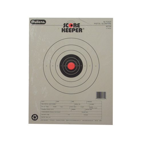 Champion Traps & Targets Orange Bullseye Scorekeeper Target, 50 Feet Pistol Slow Fire, 12 Pack 45724