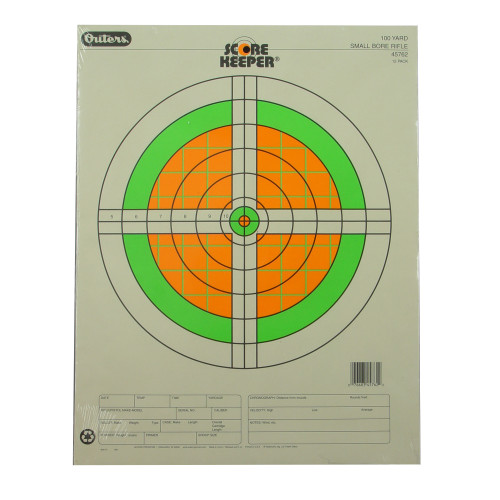 Champion Traps & Targets Fluorescent Orange/Green Bullseye Scorekeeper Target, 100 Yard Small Bore Rifle, 12 Pack 45762
