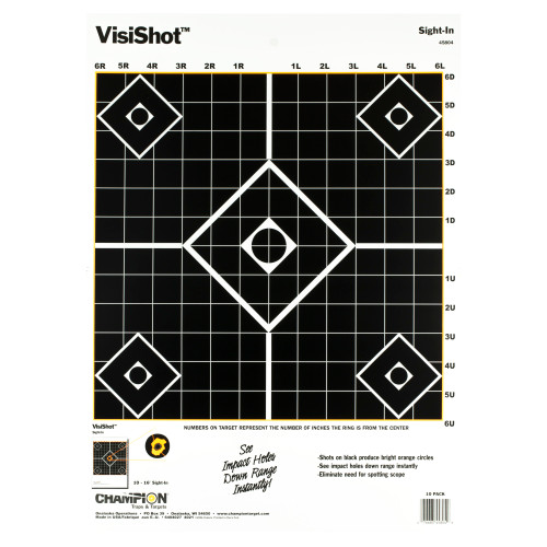 Champion Traps & Targets VisiShot Target, Sight-In, 10 Pack 45804