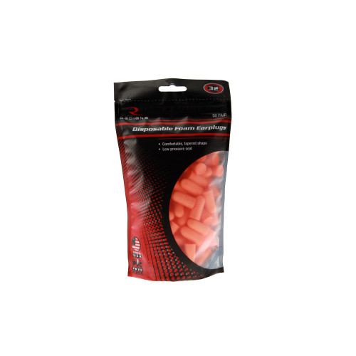 Radians Ear Plugs, Orange, NRR 32, 50 Plugs Per Bag, Resealable Bag FP70BG50