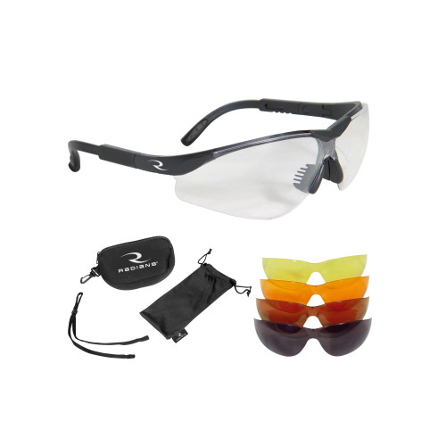Radians T-85, Glasses, Black Frame, Clear, Copper, Amber, Orange, Green Mirror, Case/Cloth Bag/Neck Cord T85RC