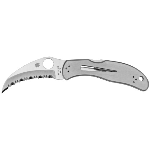 Spyderco Harpy, 2.75" Folding Knife, Hawkbill, SpyderEdge Edge, VG10/Satin, Stainless, Circle Thumb Hole/Pocket Clip C08S