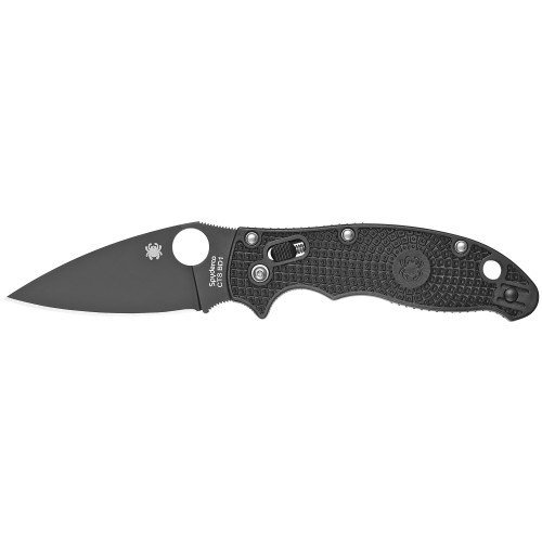 Spyderco Manix, 3.375" 2 Folding Knife, Black Blade, Lightweight, Black C101PBBK2