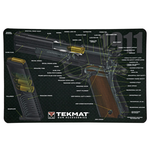 TekMat 1911 Pistol Mat, 11"x17", Includes Small Microfiber TekTowel, Black, Packed In Tube TEK-R17-1911
