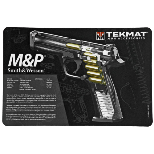 TekMat S&W M&P Pistol Mat, 3D Cut Away, 11"x17", Black, Includes Small Microfiber TekTowel, Packed In Tube TEK-R17-SW-MP-CA