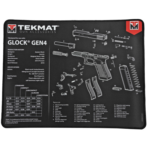 TekMat Glock Gen 4 Ultra Premium Gun Cleaning Mat, 15"x20", 15"X20", Includes Small Microfiber TekTowel TEK-R20-GLOCK-G4