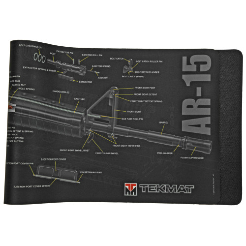 TekMat AR-15 Cutaway Mat, 12"x36", Black, Includes Small Microfiber TekTowel, Packed In Tube TEK-R36-AR15-CA
