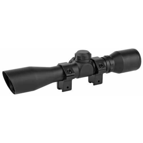 Truglo 4x32 Compact Scope Series, Rimfire Rifle Scope, 4X 32, 1", Duplex Reticle, Waterproof, Fogproof, Nitrogen Gas Filled, Rubber Eye Guard, 4" Eye Relief, Compact/Lightweight, Mounting Rings Included, Matte Finish TG-TG8504BR