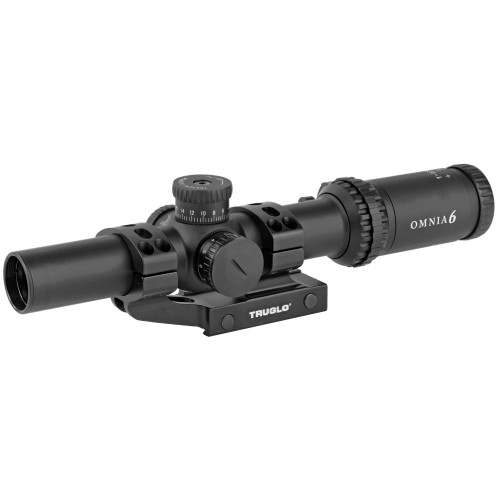 Truglo OMNIA Rifle Scope, 1-6X24mm, 300mm Main Tube, Illuminate A.P.T.R. (All Purpose Tacticle Reticle), APTUS-M1 One Piece Mount, Throw Lever, Black TG-TG8516TLR