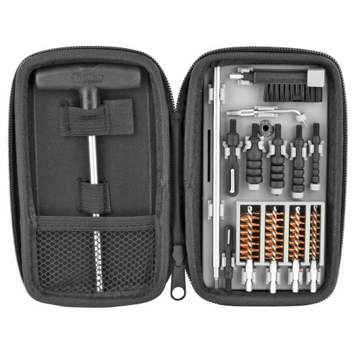 Tipton Compact Pistol Cleaning Kit, For Pistol Calibers .22-.45, Cleaning Pick, Nylon Brush, Cleaning Rod, Soft Carry Case 1082252