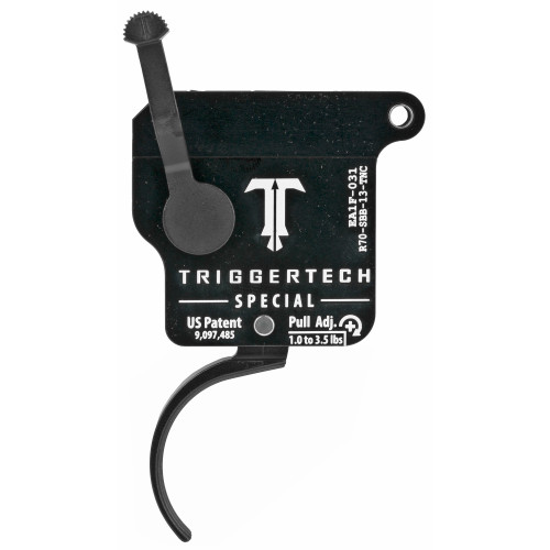 TriggerTech Trigger, 1.0-3.5LB Pull Weight, Fits Remington 700, Special Curved Clean Trigger, Right Hand, Adjustable, Black Finish, Includes Installation Tools, Instruction Book, & TriggerTech Patch R70-SBB-13-TNC