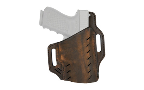 Versacarry Guardian Series Water Buffalo Belt Holster, Fits Most Double Stacked Semi-Automatic Pistols with 4" Barrel, Right Hand, Distressed Brown Leather G1BRN