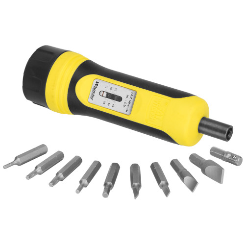 Wheeler Fat Wrench Tool, Adjustable Torque, Settings from 5-60lbs, 10 Bit Set, Black/Yellow 553556