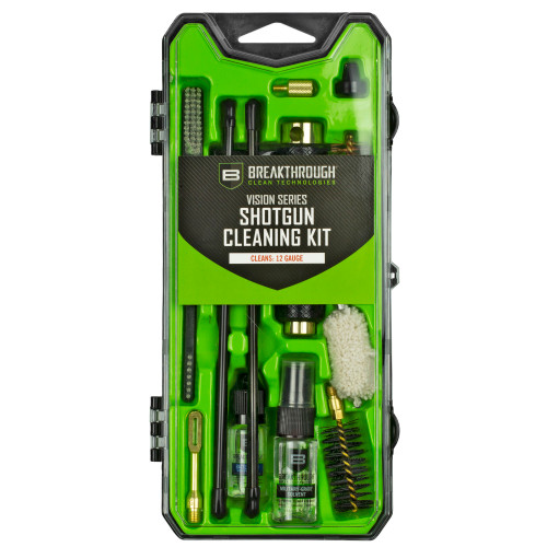Breakthrough Clean Technologies Vision Series, Cleaning Kit, For 12 Gauge, Includes Cleaning Rod Sections, Hard Bristle Nylon Brushes, Jags, Patch Holders, Cotton Patches, Durable Aluminum Handle And Mini Bottles of Breakthrough Military-Grade Solve