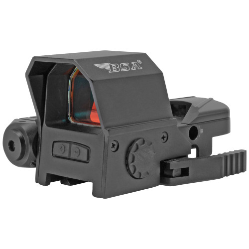 BSA Optics RS-3324RL, Red Dot with Laser, 33x24mm Objective Lens, 4 Reticles (4MOA Dot, 4MOA Dot w/ 50MOA Circle, 2MOA Dot w/ 42MOA Circle, 2MOA Dot with 42MOA Crosshair), Black Color RS-3324RL