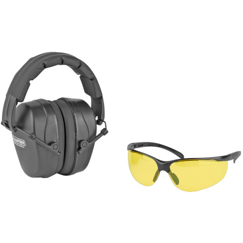 Champion Traps & Targets Shooting Combo Kit, Black Passive Earmuff, Amber Lens 40626