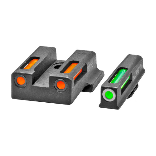 Hi-Viz LightWave H3, Fits Smith & Wesson M&P 380 SHIELD EZ, Tritium/Fiber Optic Night Sights, Green Front with White Ring and Orange Rear EZN421