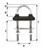 Wichard Black Watertight U-bolt - 5mm Diameter - 13\/64" - 60mm Length - 2-23\/64"