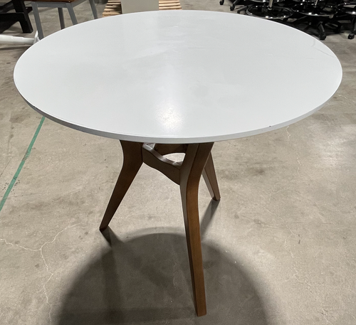 White Round Table with wood legs