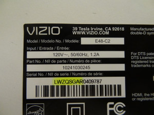 Vizio 791.00W10.E006 Main Board / Power Supply for E48-C2