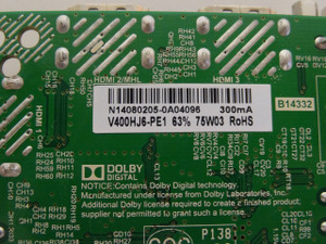 Westinghouse DWM40F3G1 Main Board / Power Supply (V400HJ6-PE1) N14080205