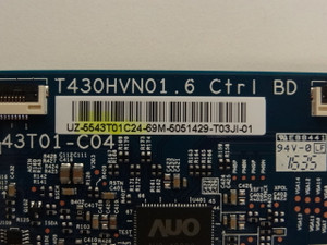 Samsung UN43J5000BFXZA T-Con Board - (T430HVN01.6) - 55.43T01.C24