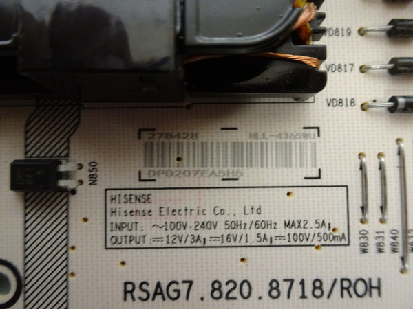 Onn 100021261 Hisense 65R6E4 Power Supply (RSAG7.820.8718/ROH) 278428