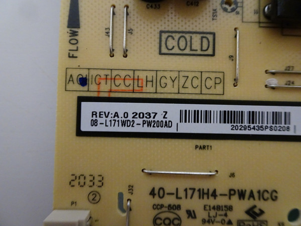 TCL 65S433 Power Supply (40-L171H4-PWA1CG) 08-L171WD2-PW200AD