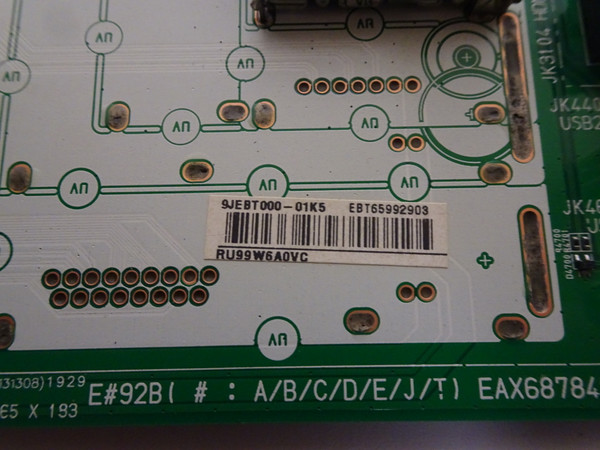 LG OLED55B9PUA DUSQLJR Main Board (EAX68784904) EBT65992903