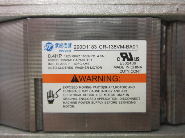 GE GTW500ASN0WS Washer Drive Motor Assembly (290D1183) WH49X25375