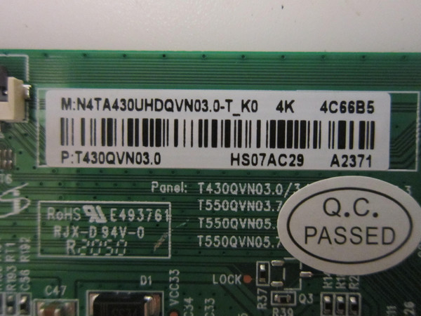 Onn 100012584 T-Con Board (N4TA430UHDQVN03.0-T_K0) 4C66B5
