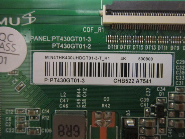 Vizio V435-J01 T-Con Board (N4THK430UHDGT01) PT430GT01-3