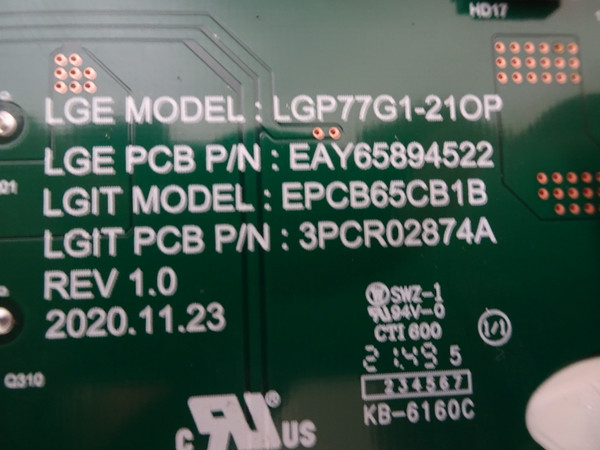 LG OLED77G1PUA.BUSWLJR Power Board EAY65894522, (EPCB65CB1B)