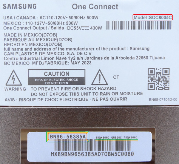 Pre-Owned Samsung QN85QN800C, QN85QN850C BN96-56385A(SOC8005C) One Connect